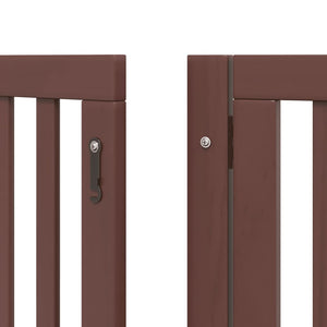 vidaXL Dog Gate with Door Foldable 12 Panels Brown 600 cm Poplar Wood