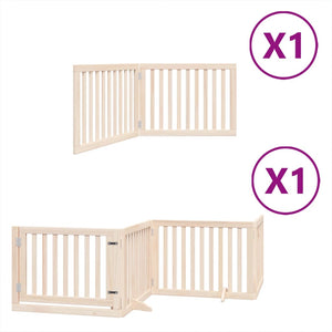 vidaXL Dog Gate with Door Foldable 6 Panels 480 cm Poplar Wood