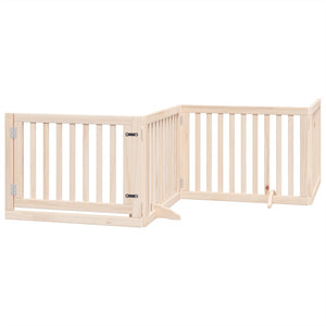 vidaXL Dog Gate with Door Foldable 6 Panels 480 cm Poplar Wood