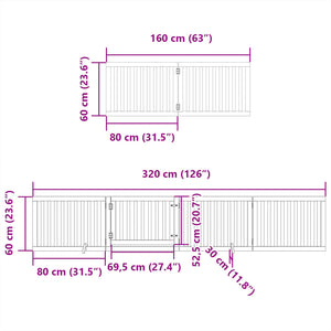 vidaXL Dog Gate with Door Foldable 6 Panels 480 cm Poplar Wood