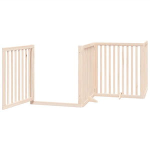 vidaXL Dog Gate with Door Foldable 8 Panels 640 cm Poplar Wood