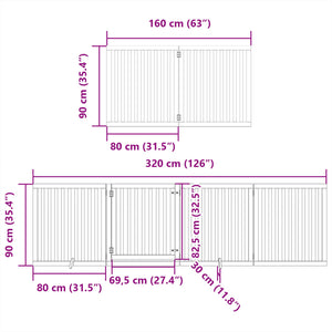 vidaXL Dog Gate with Door Foldable 8 Panels 640 cm Poplar Wood