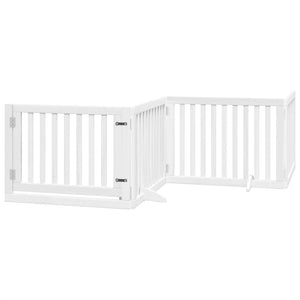 vidaXL Dog Gate with Door Foldable 6 Panels White 480 cm Poplar Wood