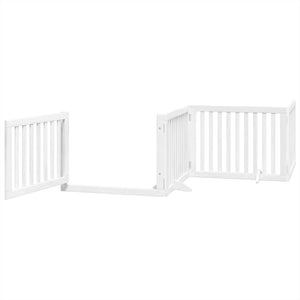 vidaXL Dog Gate with Door Foldable 6 Panels White 480 cm Poplar Wood