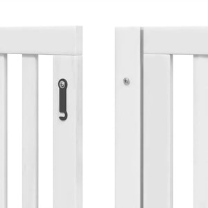 vidaXL Dog Gate with Door Foldable 6 Panels White 480 cm Poplar Wood