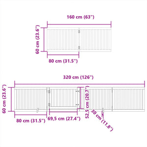 vidaXL Dog Gate with Door Foldable 6 Panels White 480 cm Poplar Wood