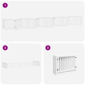 vidaXL Dog Gate with Door Foldable 10 Panels White 800 cm Poplar Wood