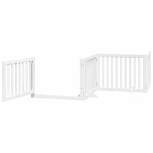 vidaXL Dog Gate with Door Foldable 12 Panels White 960 cm Poplar Wood