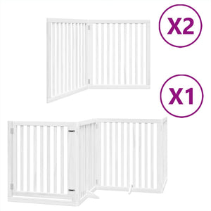 vidaXL Dog Gate with Door Foldable 8 Panels White 640 cm Poplar Wood