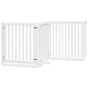 vidaXL Dog Gate with Door Foldable 8 Panels White 640 cm Poplar Wood