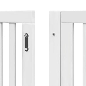 vidaXL Dog Gate with Door Foldable 8 Panels White 640 cm Poplar Wood