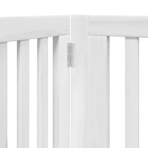 vidaXL Dog Gate with Door Foldable 8 Panels White 640 cm Poplar Wood