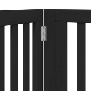 vidaXL Dog Gate with Door Foldable 6 Panels Black 480 cm Poplar Wood