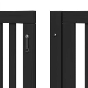 vidaXL Dog Gate with Door Foldable 6 Panels Black 480 cm Poplar Wood