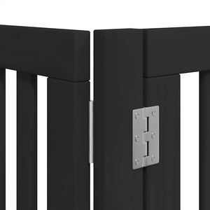 vidaXL Dog Gate with Door Foldable 6 Panels Black 480 cm Poplar Wood