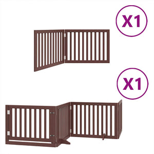 vidaXL Dog Gate with Door Foldable 6 Panels Brown 480 cm Poplar Wood