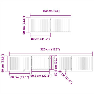 vidaXL Dog Gate with Door Foldable 6 Panels Brown 480 cm Poplar Wood