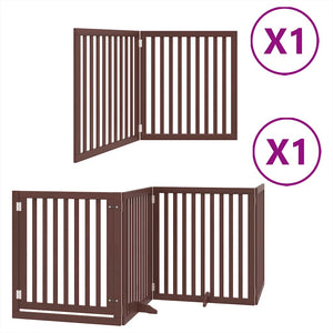 vidaXL Dog Gate with Door Foldable 6 Panels Brown 480 cm Poplar Wood