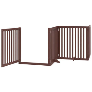 vidaXL Dog Gate with Door Foldable 6 Panels Brown 480 cm Poplar Wood