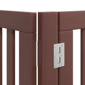 vidaXL Dog Gate with Door Foldable 6 Panels Brown 480 cm Poplar Wood