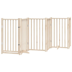 vidaXL Dog Gate with Door Foldable 12 Panels 600 cm Poplar Wood