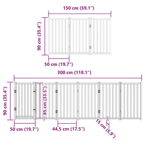 vidaXL Dog Gate with Door Foldable 12 Panels 600 cm Poplar Wood