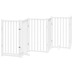 vidaXL Dog Gate with Door Foldable 9 Panels White 450 cm Poplar Wood