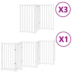 vidaXL Dog Gate with Door Foldable 15 Panels White 750 cm Poplar Wood