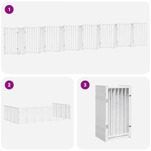 vidaXL Dog Gate with Door Foldable 15 Panels White 750 cm Poplar Wood