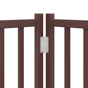 vidaXL Dog Gate with Door Foldable 9 Panels Brown 450 cm Poplar Wood