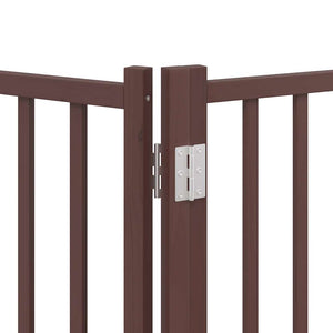 vidaXL Dog Gate with Door Foldable 9 Panels Brown 450 cm Poplar Wood