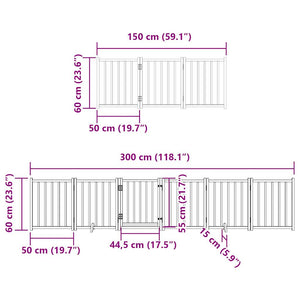 vidaXL Dog Gate with Door Foldable 9 Panels Brown 450 cm Poplar Wood