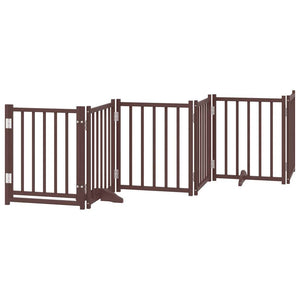 vidaXL Dog Gate with Door Foldable 12 Panels Brown 600 cm Poplar Wood