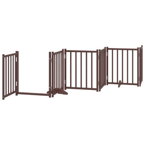 vidaXL Dog Gate with Door Foldable 12 Panels Brown 600 cm Poplar Wood