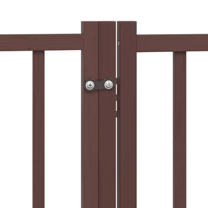 vidaXL Dog Gate with Door Foldable 9 Panels Brown 450 cm Poplar Wood