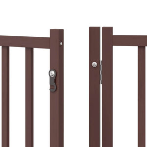 vidaXL Dog Gate with Door Foldable 9 Panels Brown 450 cm Poplar Wood