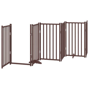 vidaXL Dog Gate with Door Foldable 12 Panels Brown 600 cm Poplar Wood