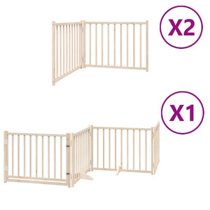 vidaXL Dog Gate with Door Foldable 8 Panels 640 cm Poplar Wood