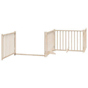 vidaXL Dog Gate with Door Foldable 8 Panels 640 cm Poplar Wood