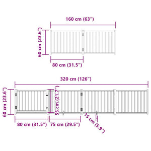 vidaXL Dog Gate with Door Foldable 8 Panels 640 cm Poplar Wood