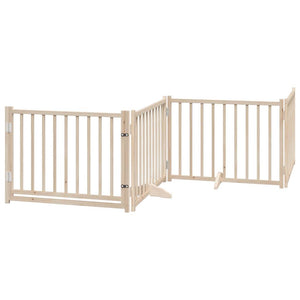 vidaXL Dog Gate with Door Foldable 10 Panels 800 cm Poplar Wood