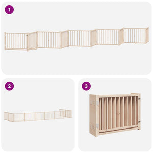 vidaXL Dog Gate with Door Foldable 10 Panels 800 cm Poplar Wood