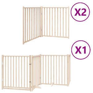 vidaXL Dog Gate with Door Foldable 8 Panels 640 cm Poplar Wood