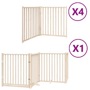 vidaXL Dog Gate with Door Foldable 12 Panels 960 cm Poplar Wood