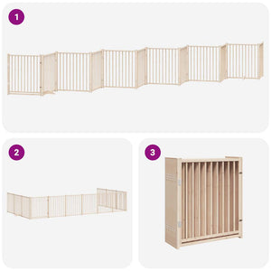 vidaXL Dog Gate with Door Foldable 12 Panels 960 cm Poplar Wood