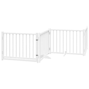 vidaXL Dog Gate with Door Foldable 8 Panels White 640 cm Poplar Wood