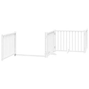 vidaXL Dog Gate with Door Foldable 8 Panels White 640 cm Poplar Wood