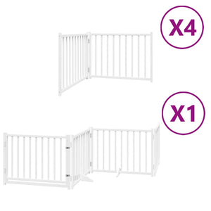 vidaXL Dog Gate with Door Foldable 12 Panels White 960 cm Poplar Wood