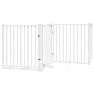 vidaXL Dog Gate with Door Foldable 10 Panels White 800 cm Poplar Wood