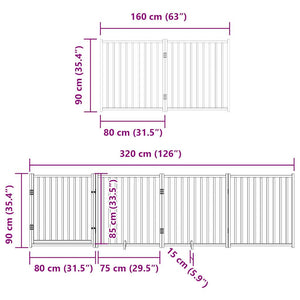 vidaXL Dog Gate with Door Foldable 10 Panels White 800 cm Poplar Wood